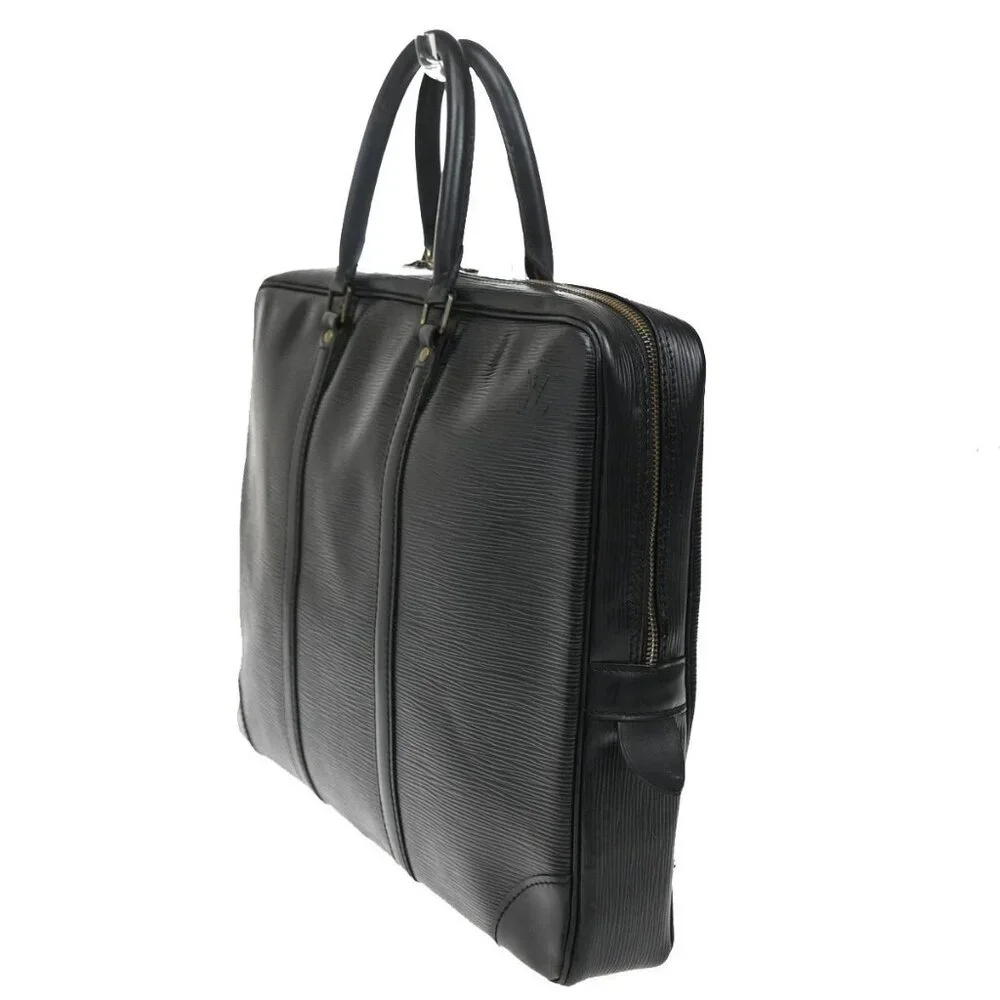 LOUIS VUITTON Porte Documents Voyage Briefcase Hand Bag Epi Black M54472 67EE792